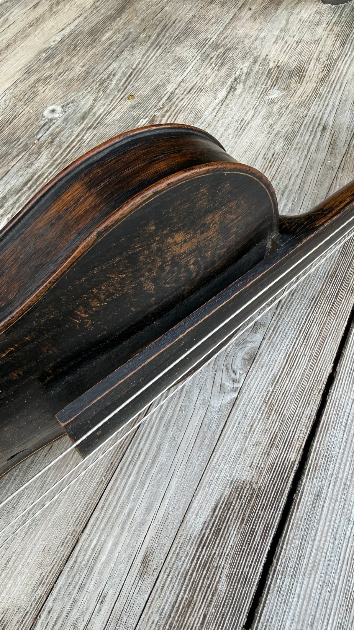 Cornerless Octave Violin in Darkened Bog Oak (# 77)