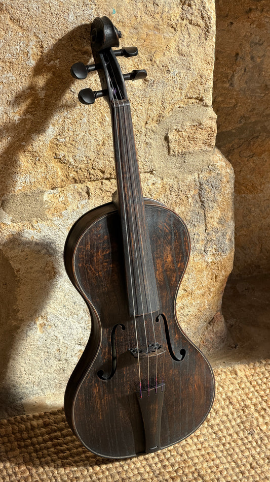 Cornerless Violin in Darkened Bog Oak (# 75)