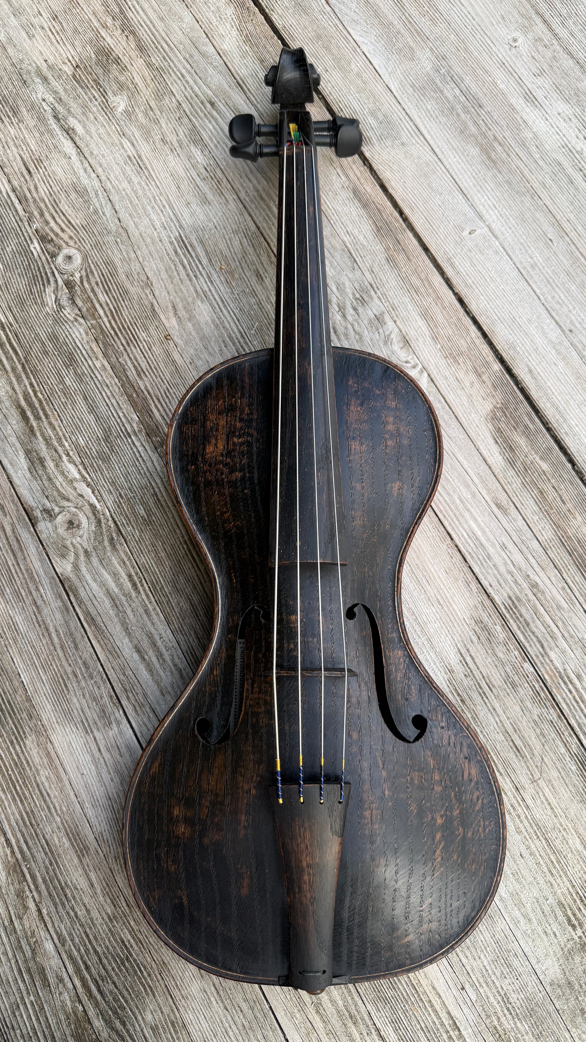 Cornerless Octave Violin in Darkened Bog Oak (# 77)
