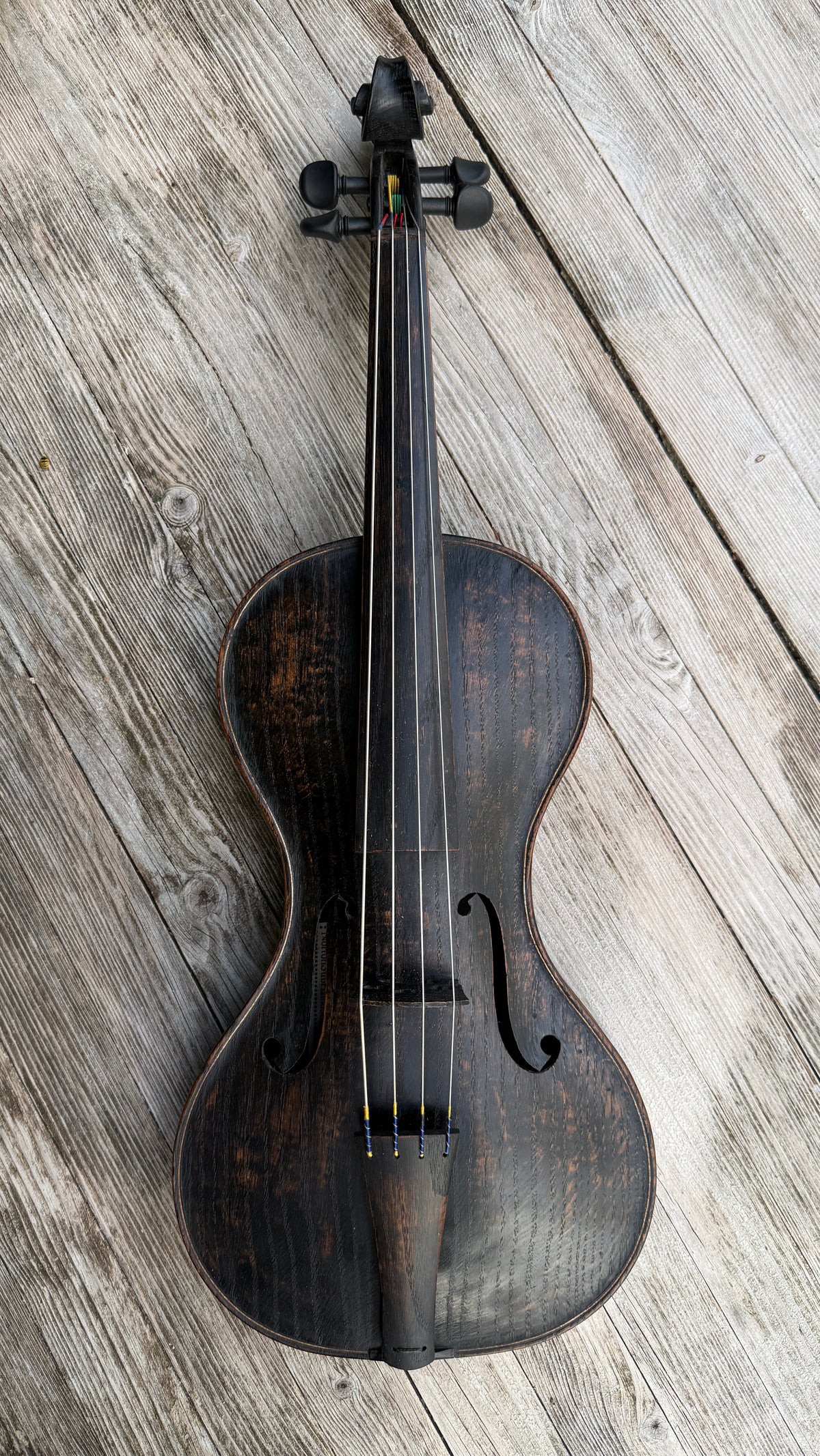 Cornerless Octave Violin in Darkened Bog Oak (# 77)