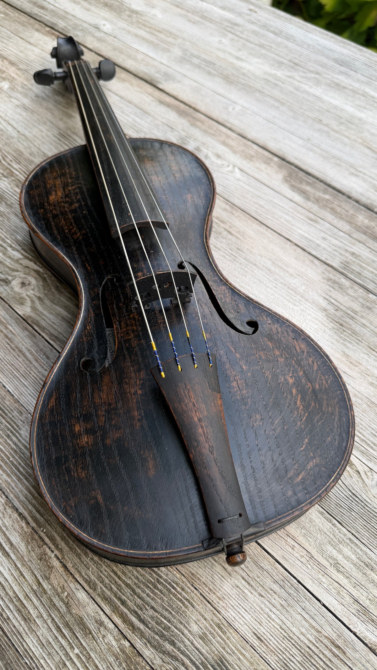 Cornerless Octave Violin in Darkened Bog Oak (# 77)