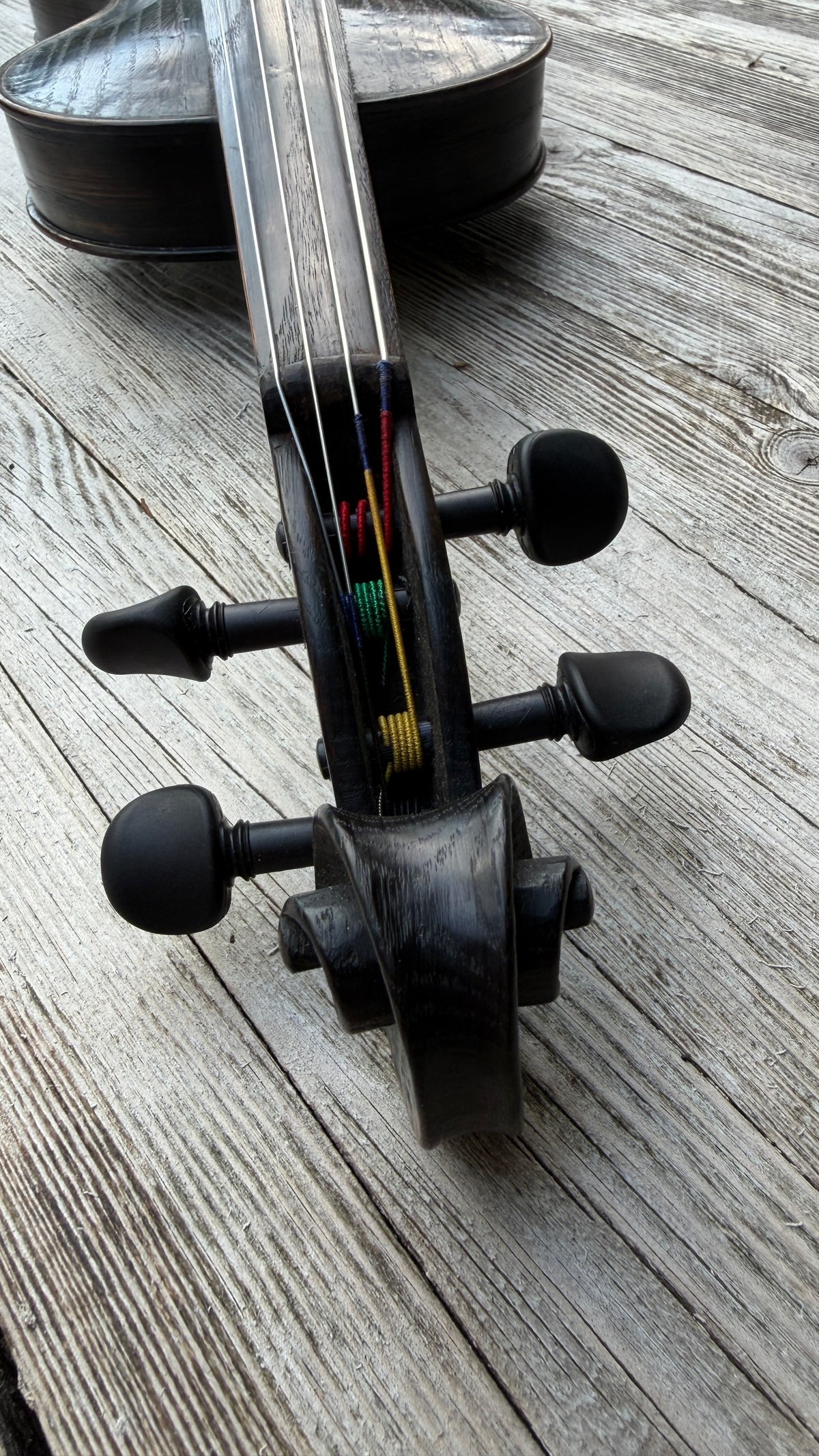 Cornerless Octave Violin in Darkened Bog Oak (# 77)