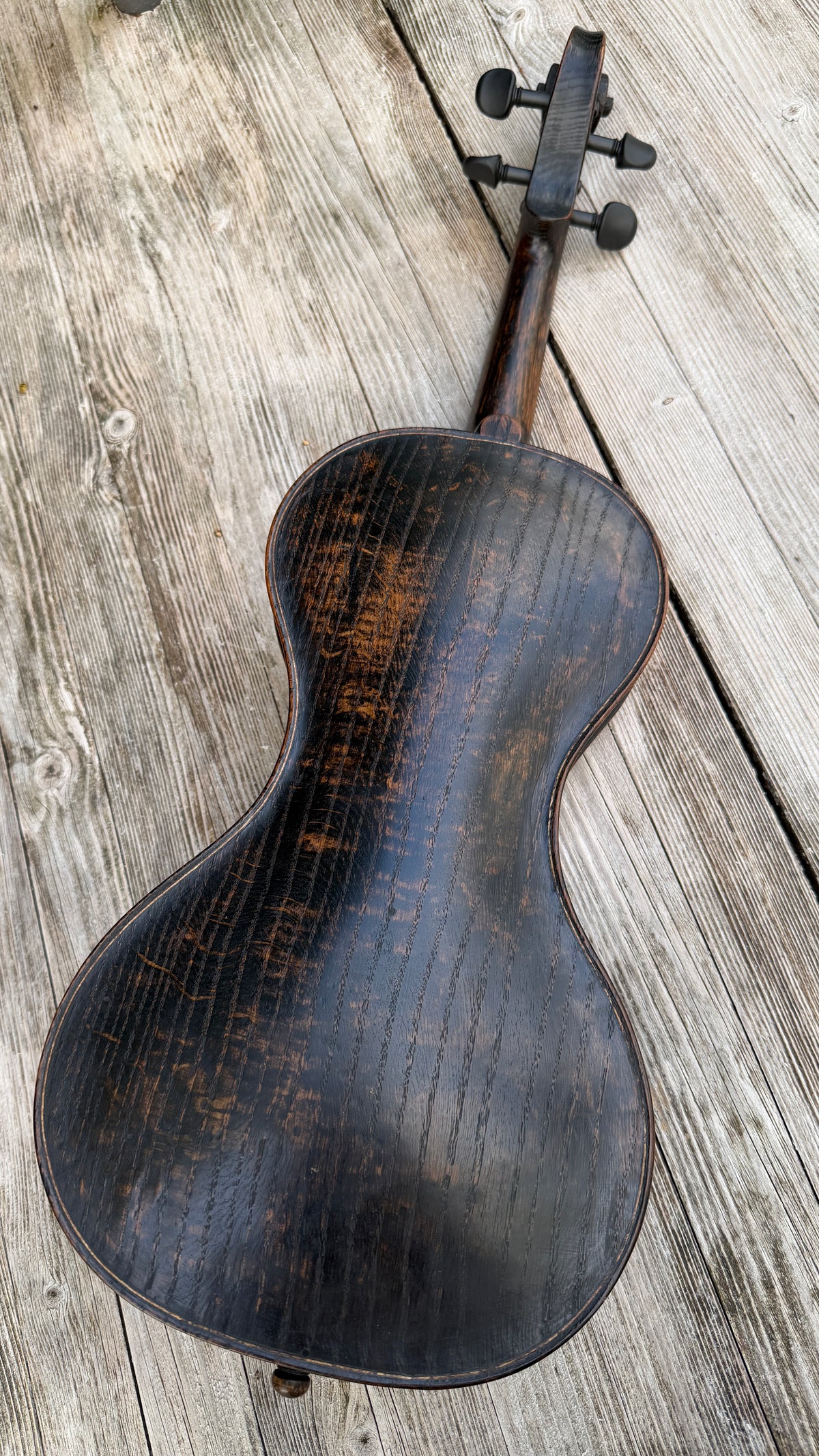 Cornerless Octave Violin in Darkened Bog Oak (# 77)