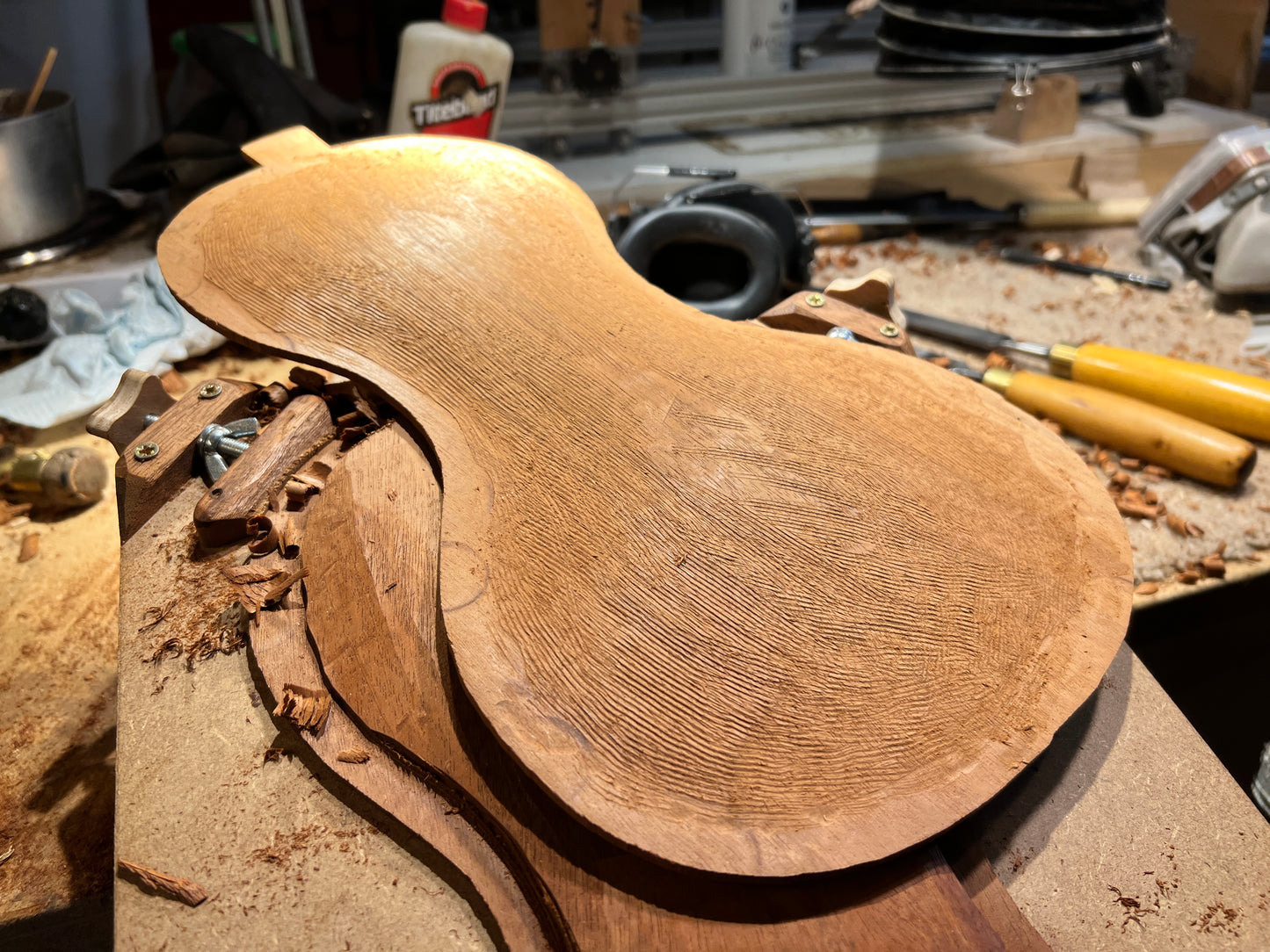 Cornerless 4-String Violin in Reclaimed Mahogany - Currently under construction #69