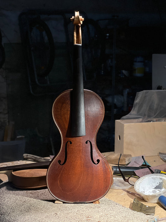 Cornerless 4-String Violin in Reclaimed Mahogany - Currently under construction #69