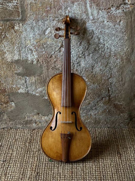 Cornerless violin in reclaimed timber