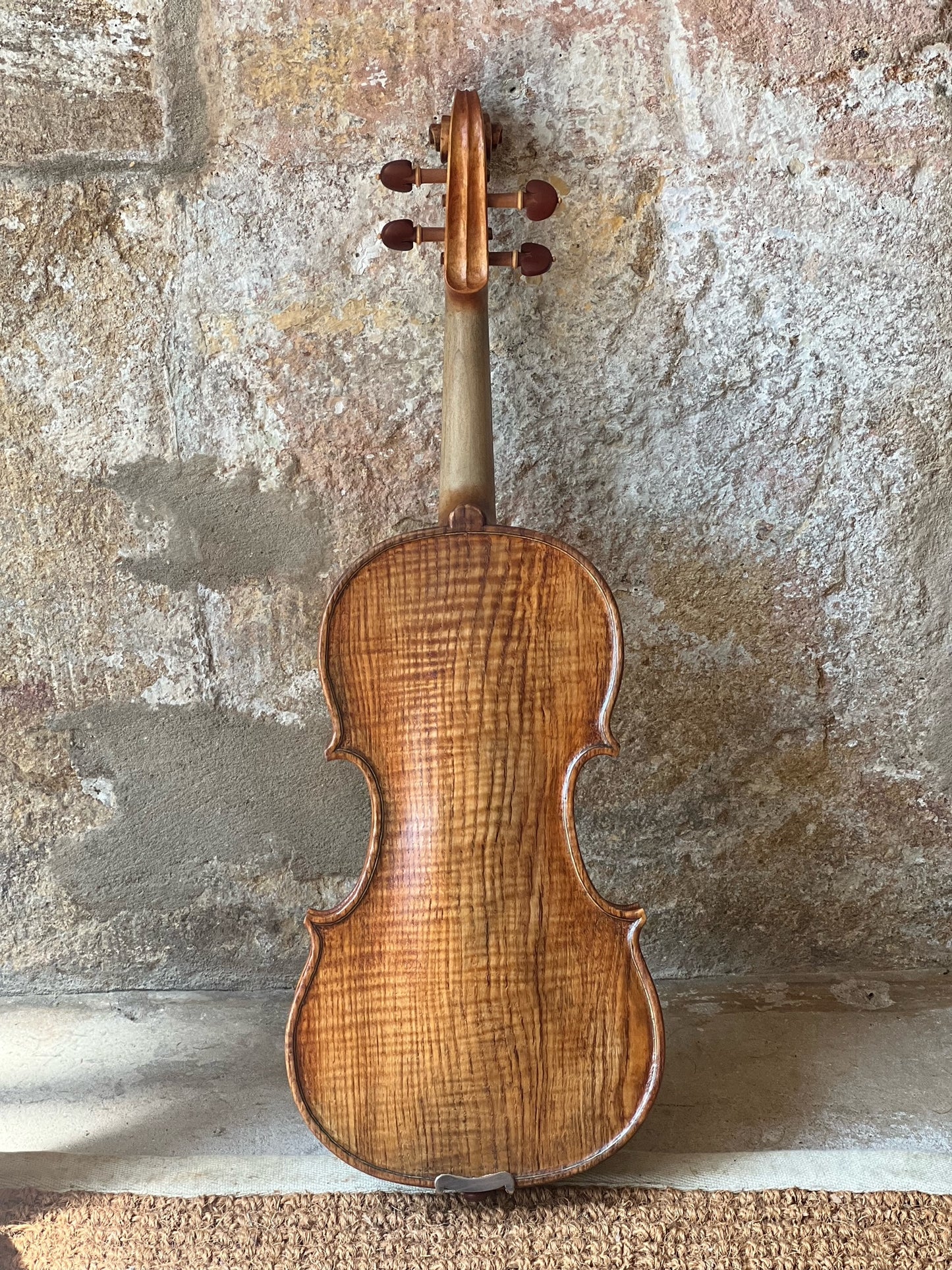 SOLD - Handmade English Violin in figured Ash "Tread Lightly Upon The Earth".