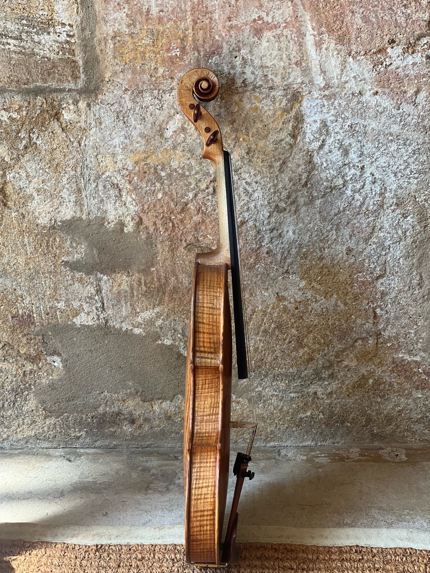 SOLD - Handmade English Violin in figured Ash "Tread Lightly Upon The Earth".