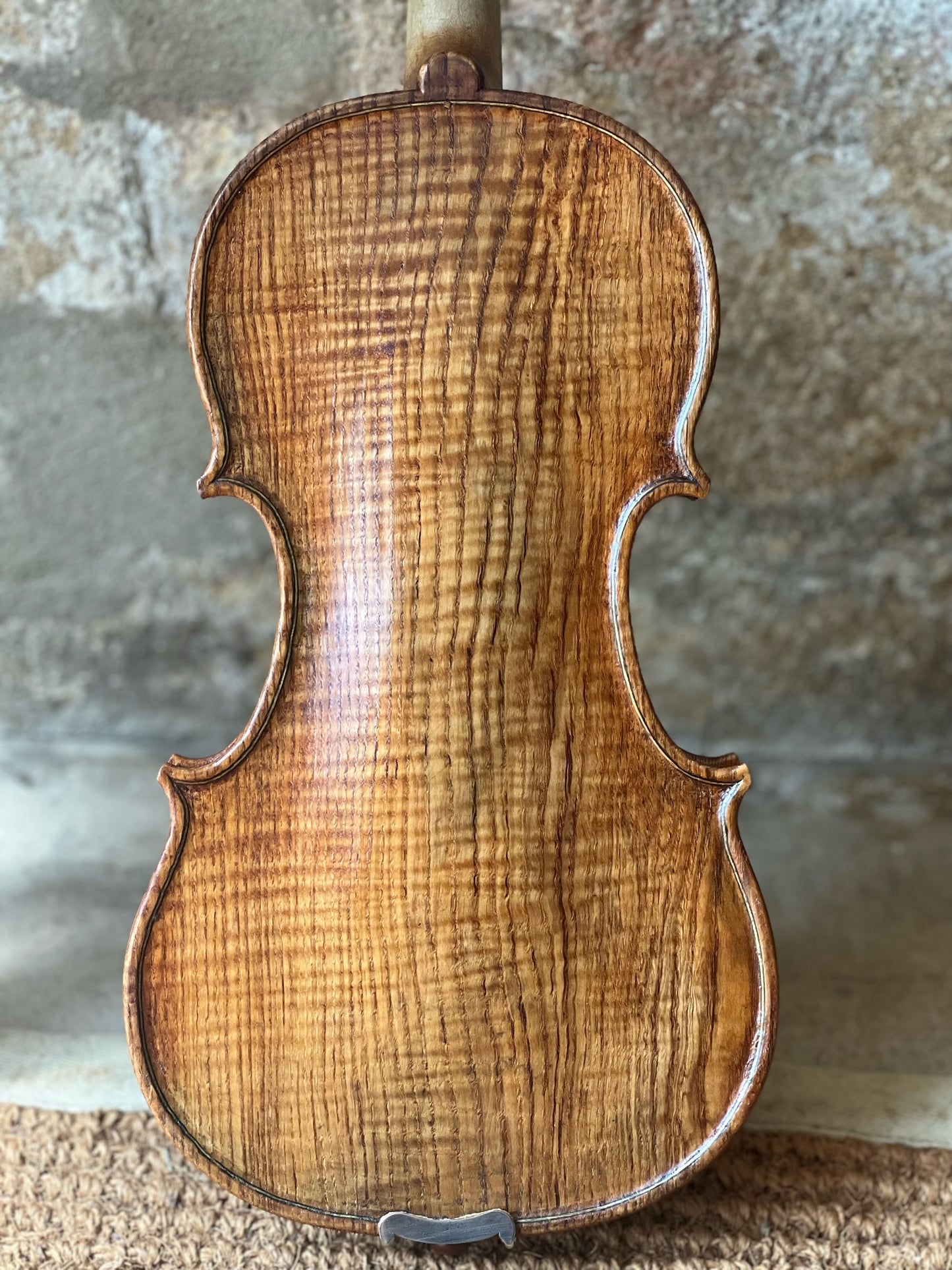 SOLD - Handmade English Violin in figured Ash "Tread Lightly Upon The Earth".