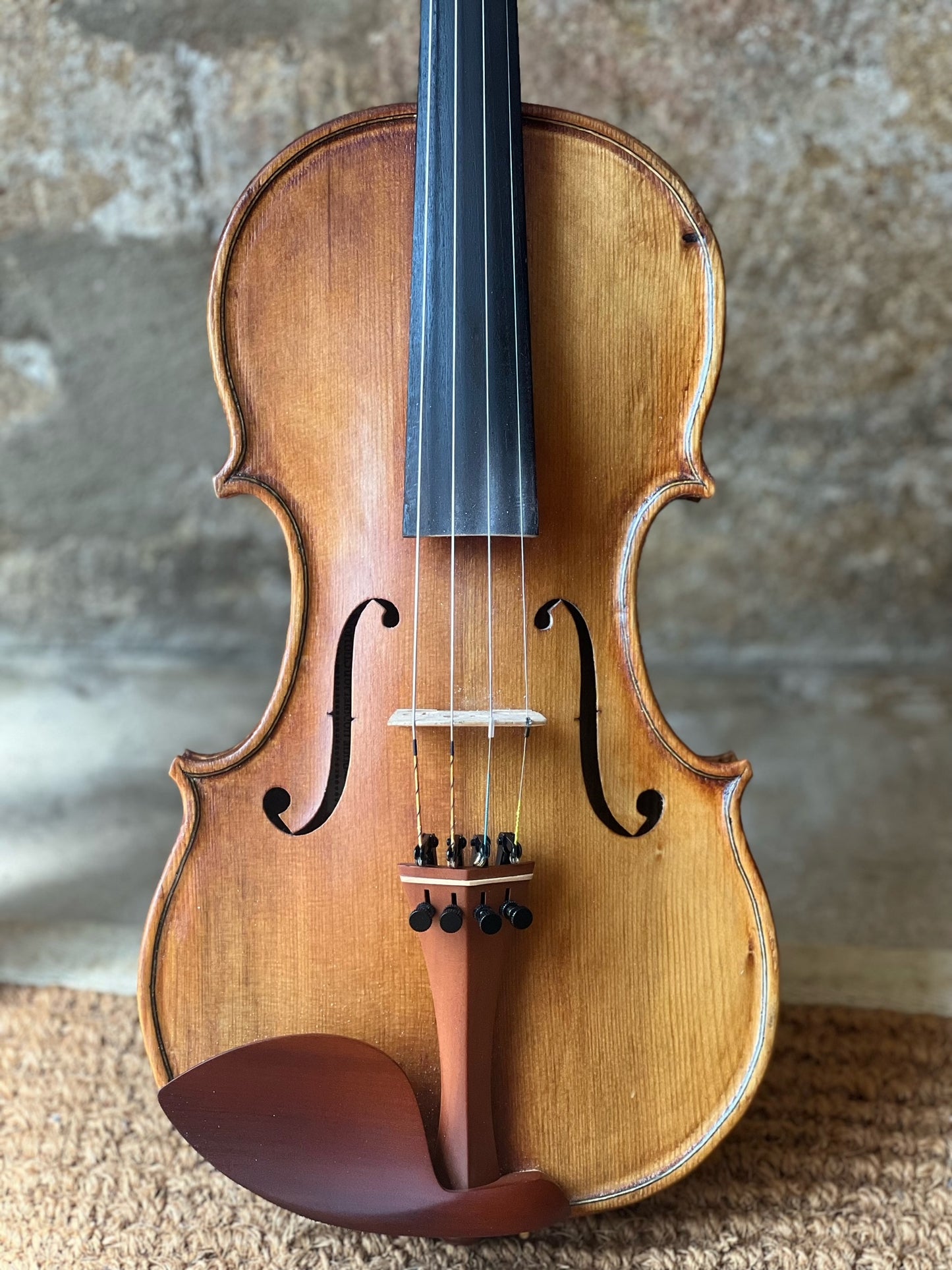 SOLD - Handmade English Violin in figured Ash "Tread Lightly Upon The Earth".